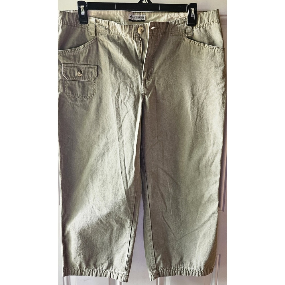 Columbia Womens Capri Pants Size 14 Beige Khaki Cropped Cotton Outdoor‎ Casual